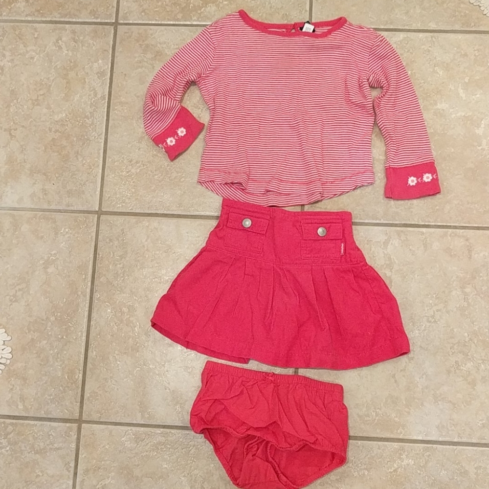 Toddler girls 2 GAP hot pink shirt, skirt & pantie